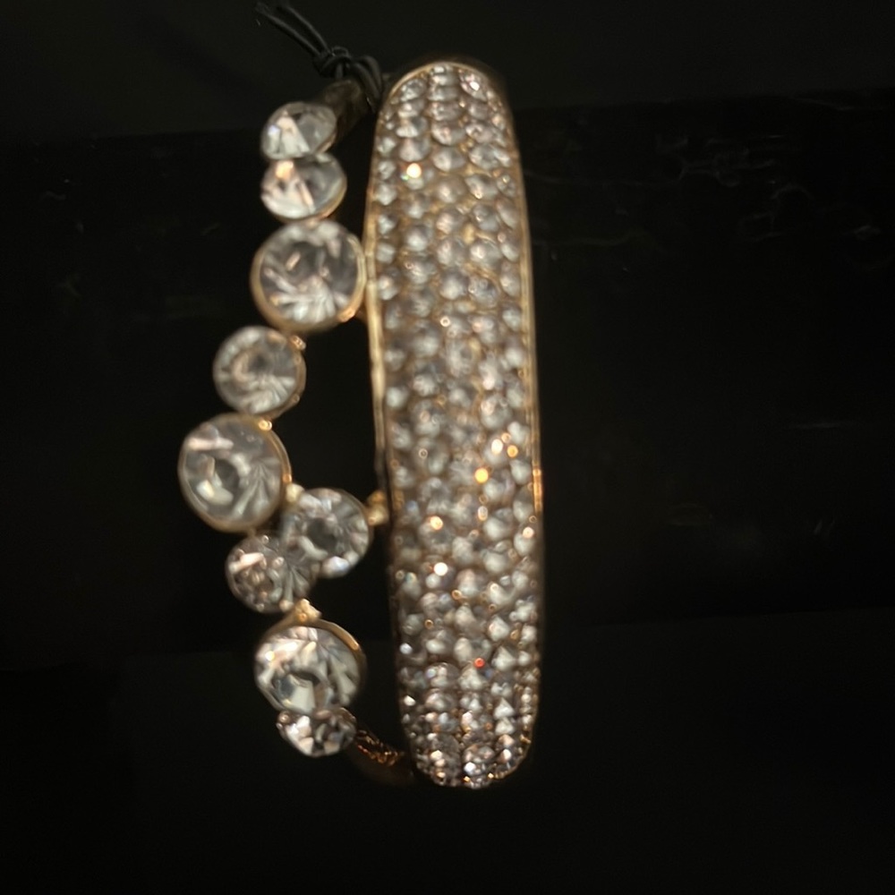 Rhinestone Hinged Bangle Bracelet